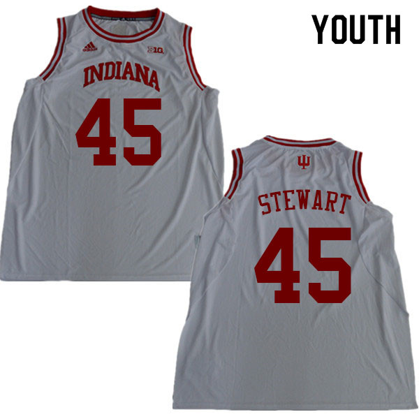 Youth #45 Parker Stewart Indiana Hoosiers College Basketball Jerseys Sale-White - Click Image to Close
